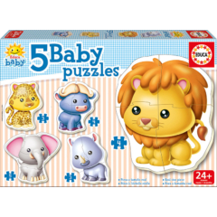 Educa 5 az 1-ben Baby sziluett puzzle (3,4,5 db-os) - Vadállatok (14197)