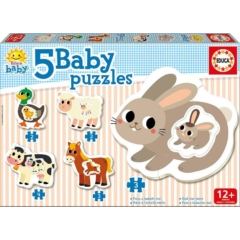Educa 5 az 1-ben Baby sziluett puzzle (3,4,5 db-os) - Állatok - Nyuszis (17574)
