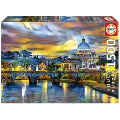 Educa 1500 db-os puzzle - Szent Péter Bazilika és Szent Angelo-híd (19617)