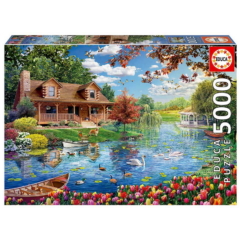 Educa 5000 db-os puzzle - Kis ház a tónál (19056)