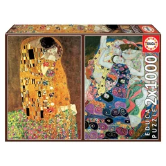 Educa 2x1000 db-os puzzle - A csók + A szűz, Klimt (18488)
