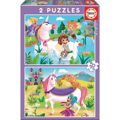 Educa 2 x 20 db-os puzzle - Egyszarvú és tündérek (18064)
