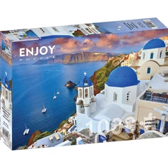 Enjoy 1000 db-os puzzle - Santorini View with Boats, Greece (1086)