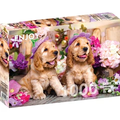 Enjoy 1000 db-os puzzle - Spaniel Puppies with Flower Hats (1263)