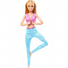 Barbie Hajlékony jógababa - Szőke hajú, kék nadrággal (FTG80-HRH27)