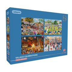 Gibsons 4x500 db-os puzzle - Village Celebrations (G5051)