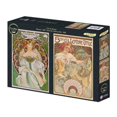 Grafika Art 2x500 db-os puzzle - L'Art de Mucha - Rêverie, 1898 - Biscuits Lefèvre-Utile, 1896 (33776)