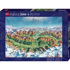 Heye 2000 db-os puzzle - Map Art  - Alpine Mountain World (30069)