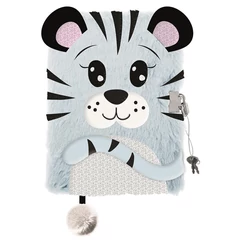 My little friend 3D szőrmés kulcsos napló - A/5 - 96 lapos - Fehér tigris