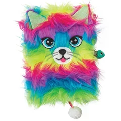 Cica 3D szőrmés kulcsos napló - A5/96 lap - Rainbow Cat