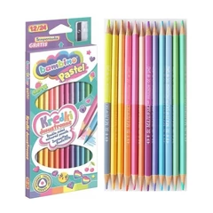Majewski - Bambino 24 színű kétoldalú háromszög színes ceruza készlet hegyezővel - Pasztell (642890)