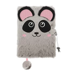 Macis szőrmés kulcsos napló - A/5 - 96 lapos - Panda
