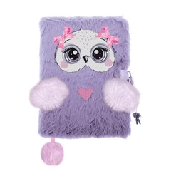 Baglyos szőrmés kulcsos napló - A/5 - 96 lapos - Violet Owl (686795)