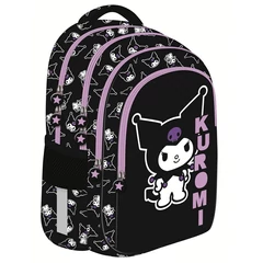 Kuromi Black - ergonomikus iskolatáska, hátizsák - 4 rekeszes - fekete (693717)