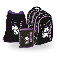 Kuromi Black iskolatáska szett kihajtható tolltartóval (693717-1-szett)
