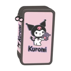 Kuromi Pink - felszerelt 3 emeletes tolltartó - rózsaszín (694219)