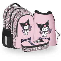 Kuromi Pink iskolatáska szett ovális tolltartóval (694158-3-szett)