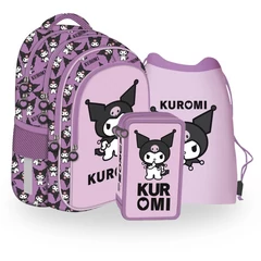 Kuromi Violet iskolatáska szett felszerelt 3 emeletes tolltartóval (693700-2-szett)