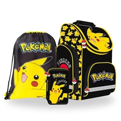 Pokemon ergonomikus iskolatáska szett felszerelt 3 emletes tolltartóval- Black (723732-2-szett)