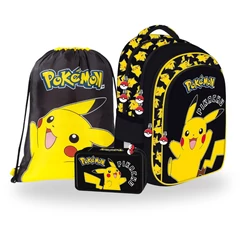Pokemon iskolatáska szett felszerelt 2 emeletes tolltartóval - Black (723749-1-szett)
