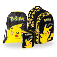 Pokemon iskolatáska szett kihajtható tolltartóval - Black (723749-3-szett)