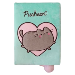 Pusheen cicás A/5 szőrmés jegyzetfüzet - 96 lapos - zöld (679643)