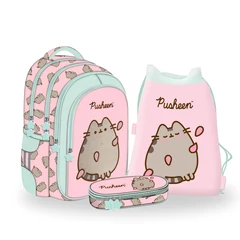 Pusheen cicás iskolatáska szett ovális tolltartóval - Pink (679438-1-szett)