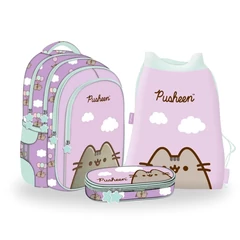 Pusheen cicás iskolatáska szett ovális tolltartóval - Violet (682681-1-szett)