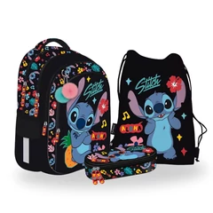 Stitch iskolatáska szett ovális tolltartóval - Black Aloha (679865-3-szett)