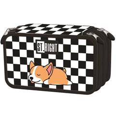St.Right - Kockás felszerelt 3 emeletes tolltartó - Sleepy Corgi (691300)