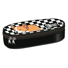 St. Right - Kockás ovális tolltartó - Sleepy Corgi (664366)