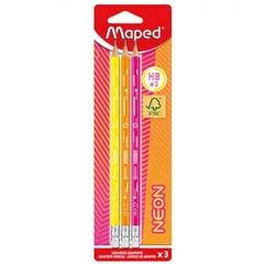 Maped Black Peps Neon grafitceruza radírral - HB - 3 db-os (IMA853710)