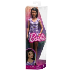 Barbie Fashionistas Barátnő baba - Lila kockás ruhában (FBR37-HPF75)