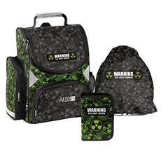 Alert ergonomikus iskolatáska szett kihajtható tolltartóval - Warning (PP26RD-525-2-szett)