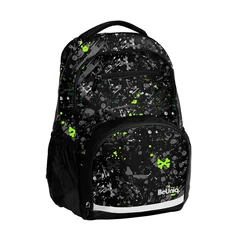 BeUniq iskolatáska, hátizsák - 2 rekeszes - Black, green (BU25BR-2804)