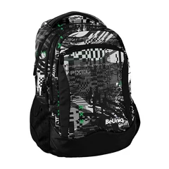 BeUniq iskolatáska, hátizsák - 3 rekeszes - fekete, zöld (BU25PI-2808)