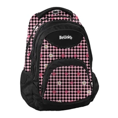 BeUniq iskolatáska, hátizsák - 3 rekeszes - Pepita, pink (BU25KR-2708)