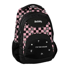 BeUniq kockás hátizsák, iskolatáska - 3 rekeszes -Pink (BU26SU-2708)