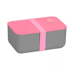 BeUniq műanyag uzsonnás doboz - Rózsaszín-szürke