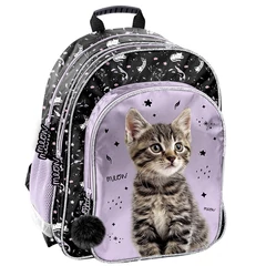 Cicás ergonomikus iskolatáska, hátizsák - 2 rekeszes - fekete, lila (PP25CE-090)