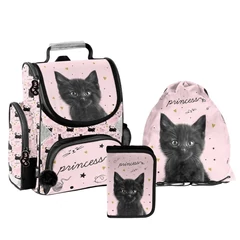 Cicás ergonomikus iskolatáska szett felszerelt kihajtható tolltartóval- Black Cat (PP26BC-525-1-szett)