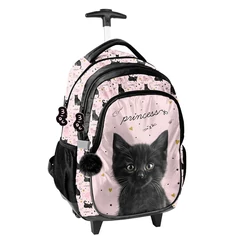 Cicás gurulós iskolatáska, hátizsák - Black Cat (PP26BC-997)