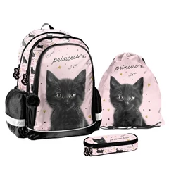 Cicás iskolatáska szett ovális tolltartóval - Balck Cat (PP26BC-081-1-szett)