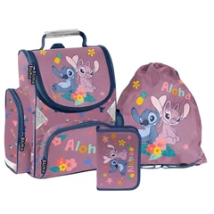 Disney - Stitch ergonomikus iskolatáska szett felszerelt kihajtható tolltartóval - Angel Aloha (DS26VV-525-1-szett)