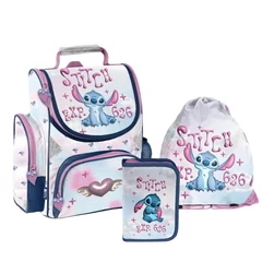 Disney - Stitch ergonomikus iskolatáska szett felszerelt kihajtható tolltartóval - Exp. 626 (DS26ZZ-525-1-szett)