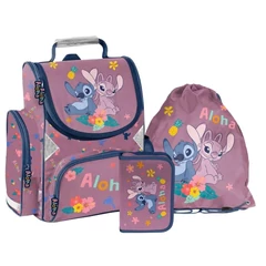 Disney - Stitch ergonomikus iskolatáska szett kihajtható tolltartóval - Angel Aloha (DS26VV-525-2-szett)