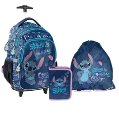 Disney - Stitch gurulós iskolatáska szett felszerelt kihajtható tolltartóval - Coastal Cool (DS26XX-997-1-szett)