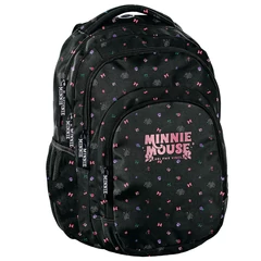 Minnie Mouse ergonomikus iskolatáska, hátizsák - 3 rekeszes - Fekete, Masnis (DM25XX-276)
