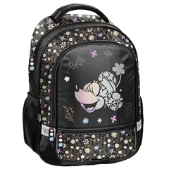 Minnie Mouse iskolatáska, hátizsák - 2 rekeszes - Black, Flower (DM25RR-260)