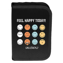 Smiley felszerelt kihajtható tolltartó - Feel Happy Today (SM25LR-P001)